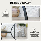 Outdoor Patio Table for 4, Square Garden Table w/ Parasol Hole & Slatted Metal Top, Black