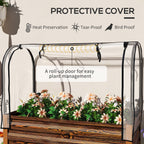 Metal Elevated Garden Bed with Cover & Bottom Shelf for Backyard, 41.75" x 21.25" x 53.25", Brown