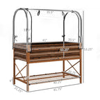 Metal Elevated Garden Bed with Cover & Bottom Shelf for Backyard, 41.75" x 21.25" x 53.25", Brown