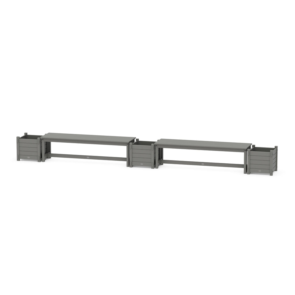 60" Nautical Straight Double Planter Bench Set