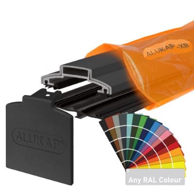Alukap-XR 60mm Aluminium Bar with 55mm Slot Fit Rafter Gasket and End Cap - All Lengths