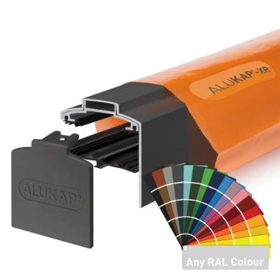 Alukap-XR 60mm Aluminium Gable Bar with 55mm Slot Fit Rafter Gasket and End Cap