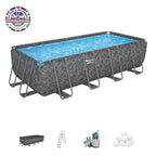 18ft x 52in Grey Rectangular APX 365 Steel Above Ground Pool Set