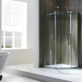 Frameless Curved Quadrant Shower Enclosure w/ Cut-Out Top Panel & 1 Sliding Door
