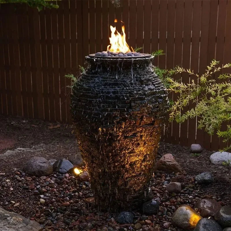 Aquascape Large Fire and Water Stacked Slate Urn