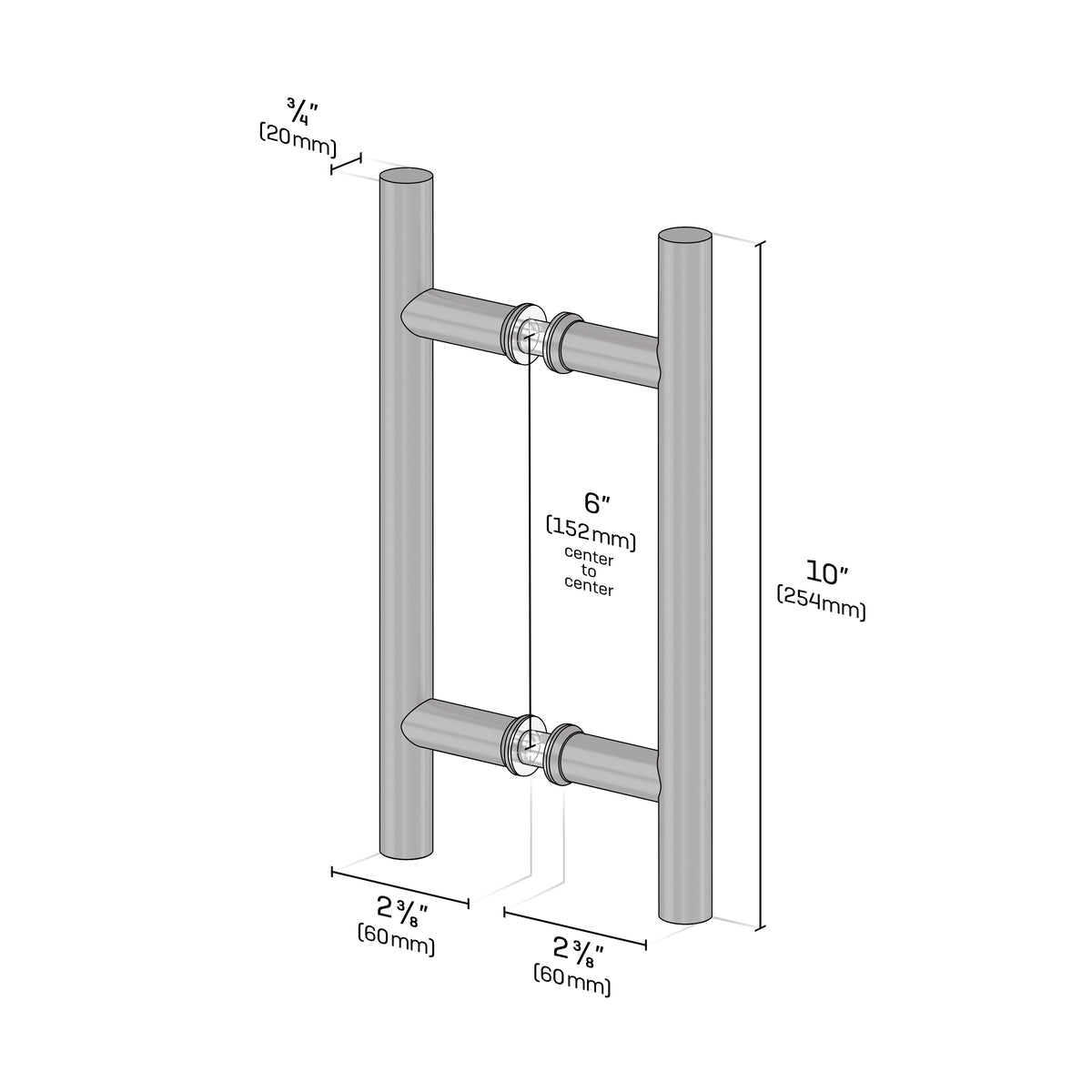 HYPERION 6" Ladder Style Back-To-Back Pull Handle