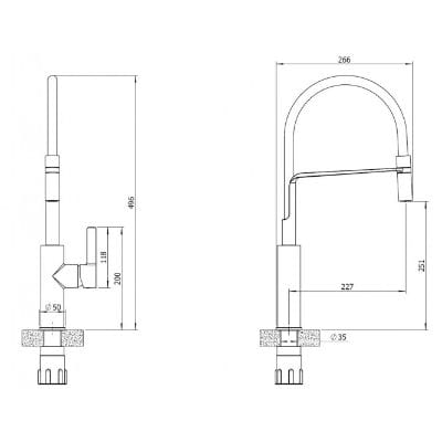 Aurora Pull Out Kitchen Tap Chrome/Black