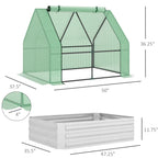 4' x 3' Galvanized Raised Garden Bed with Mini Greenhouse Cover, Outdoor Planter Box, Green