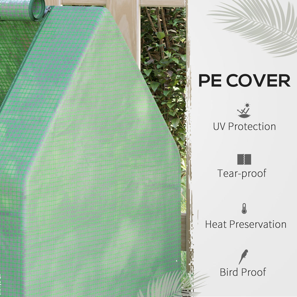 4' x 3' Galvanized Raised Garden Bed with Mini Greenhouse Cover, Outdoor Planter Box, Green