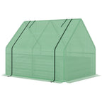 4' x 3' Galvanized Raised Garden Bed with Mini Greenhouse Cover, Outdoor Planter Box, Green