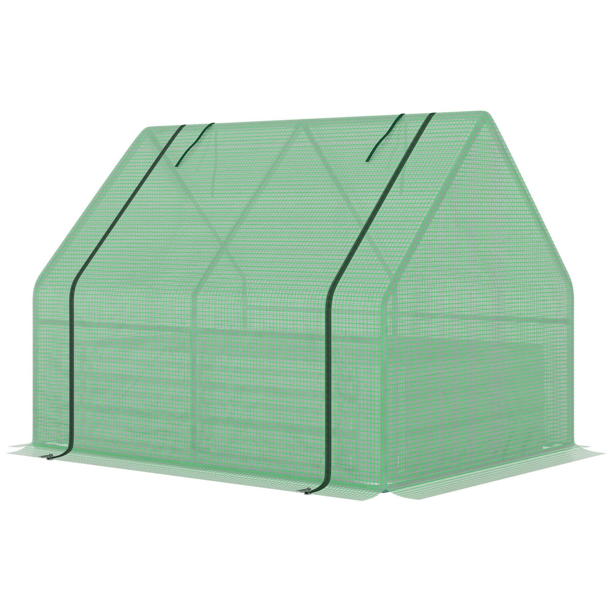 4' x 3' Galvanized Raised Garden Bed with Mini Greenhouse Cover, Outdoor Planter Box, Green