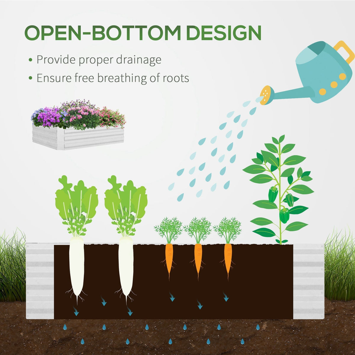 4' x 3' Galvanized Raised Garden Bed with Mini Greenhouse Cover, Outdoor Planter Box, Green