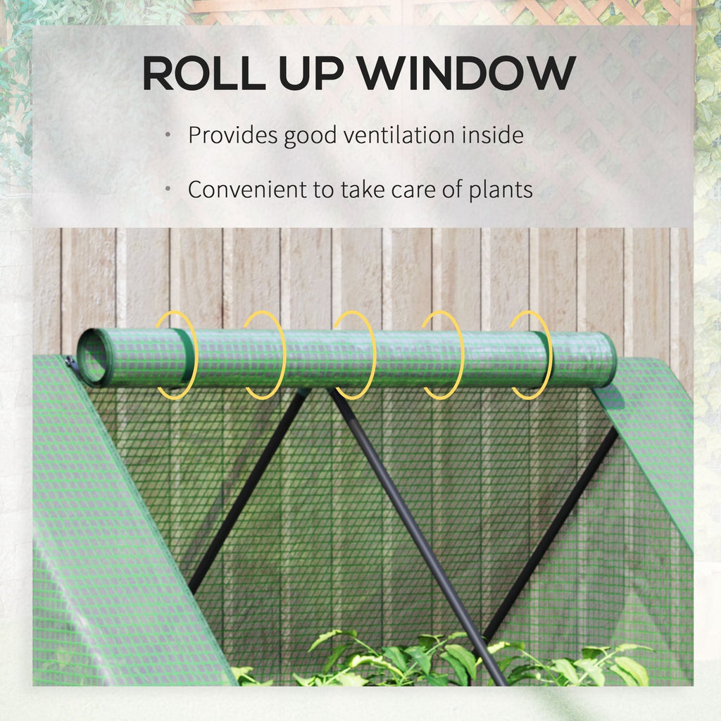 4' x 3' Galvanized Raised Garden Bed with Mini Greenhouse Cover, Outdoor Planter Box, Green