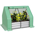 4' x 3' Galvanized Raised Garden Bed with Mini Greenhouse Cover, Outdoor Planter Box, Green