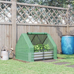 4' x 3' Galvanized Raised Garden Bed with Mini Greenhouse Cover, Outdoor Planter Box, Green