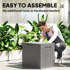 Outsunny 93L Plastic Garden Storage Box, Outdoor Storage Box with Handles, Waterproof Outdoor Storage Container, Khaki