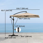 Offset Patio Umbrella with Base, Cover and Tilt Function, Khaki