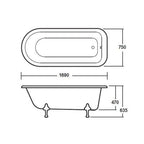 Sutherland 1700mm Single Ended Bath