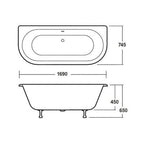 Courtnell Double Ended 1700mm Back To Wall Bath