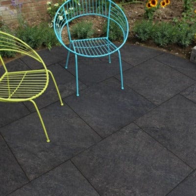 Lake Quartz Black Vitrified Porcelain Paving Pack - All Sizes