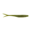 Berkley PowerBait MaxScent Flatnose Minnow soft fishing lure in green with black and silver speckles, designed for realistic movement to attract fish.
