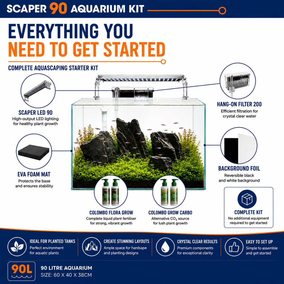 Superfish Scaper 90L Crystal Clear Aquascape Aquarium