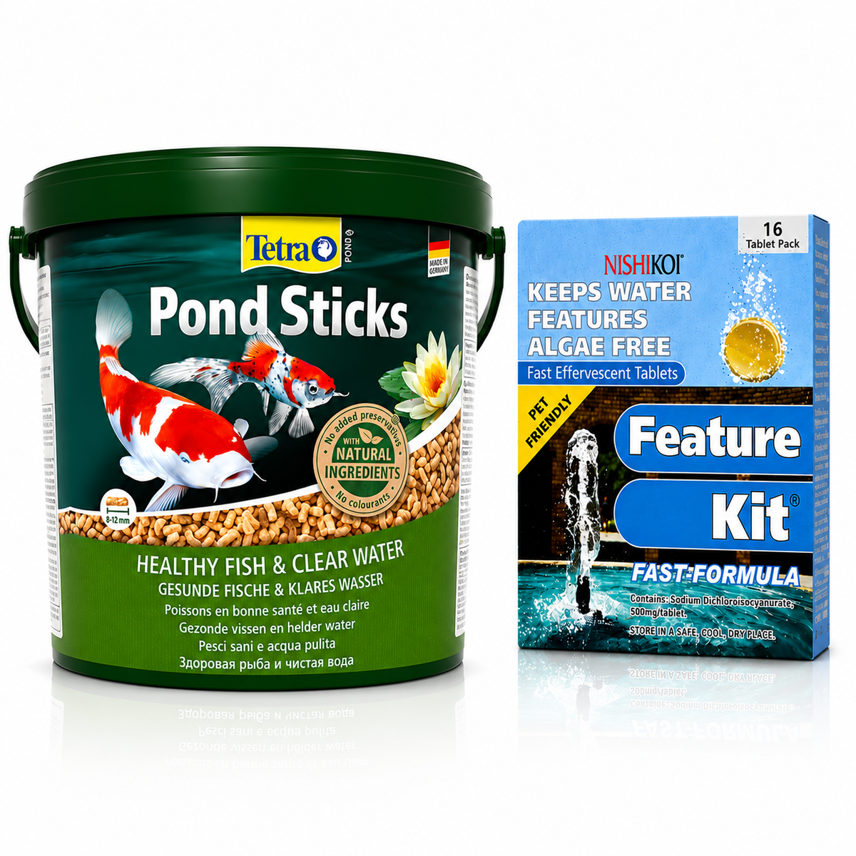Tetra Pond Food Sticks 1200g + Nishikoi Feature Kit 16 Tablets Bundle