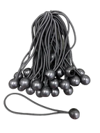 Black one size ball bungees used for heavy duty tarp securement