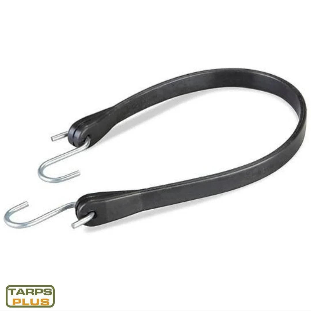 Black 41" rubber tarp strap shown as a flexible tarp fastener system