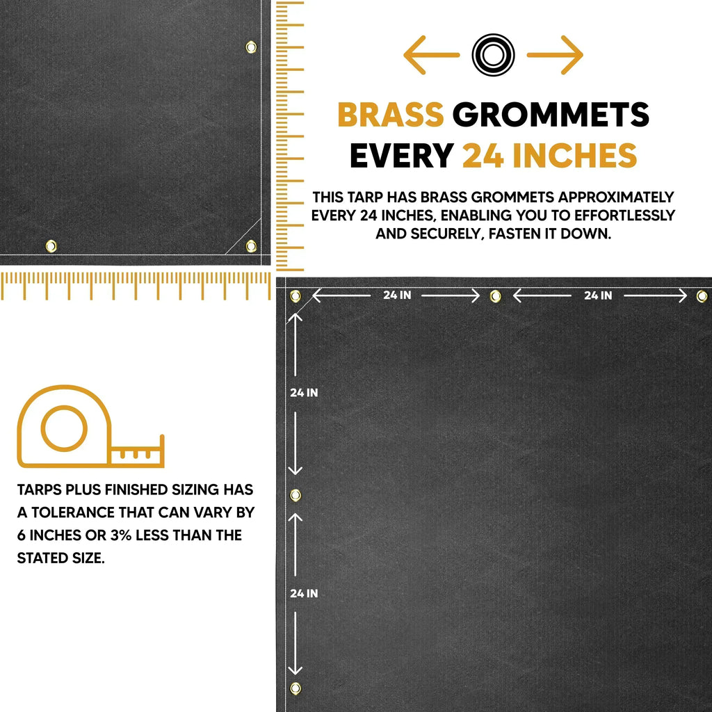 Black Waterproof Canvas Tarps 20' x 20'