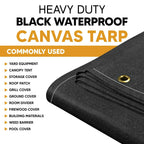 Black Waterproof Canvas Tarps 20' x 20'