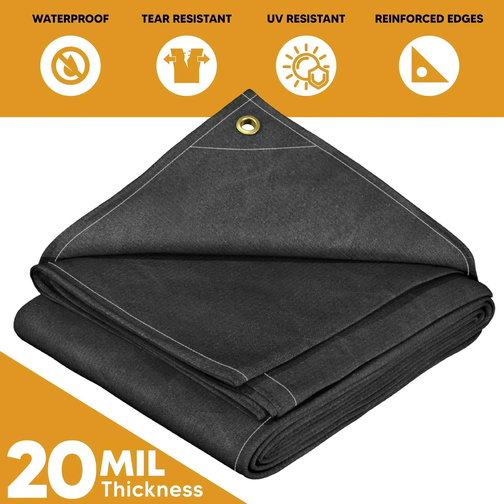 Black Waterproof Canvas Tarps 6' x 10'