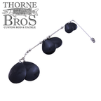 Drop Tine 3D Dawg Rigs fishing lure with three black spinner blades attached to silver wire frame, designed for musky fishing tackle and effective water movement.