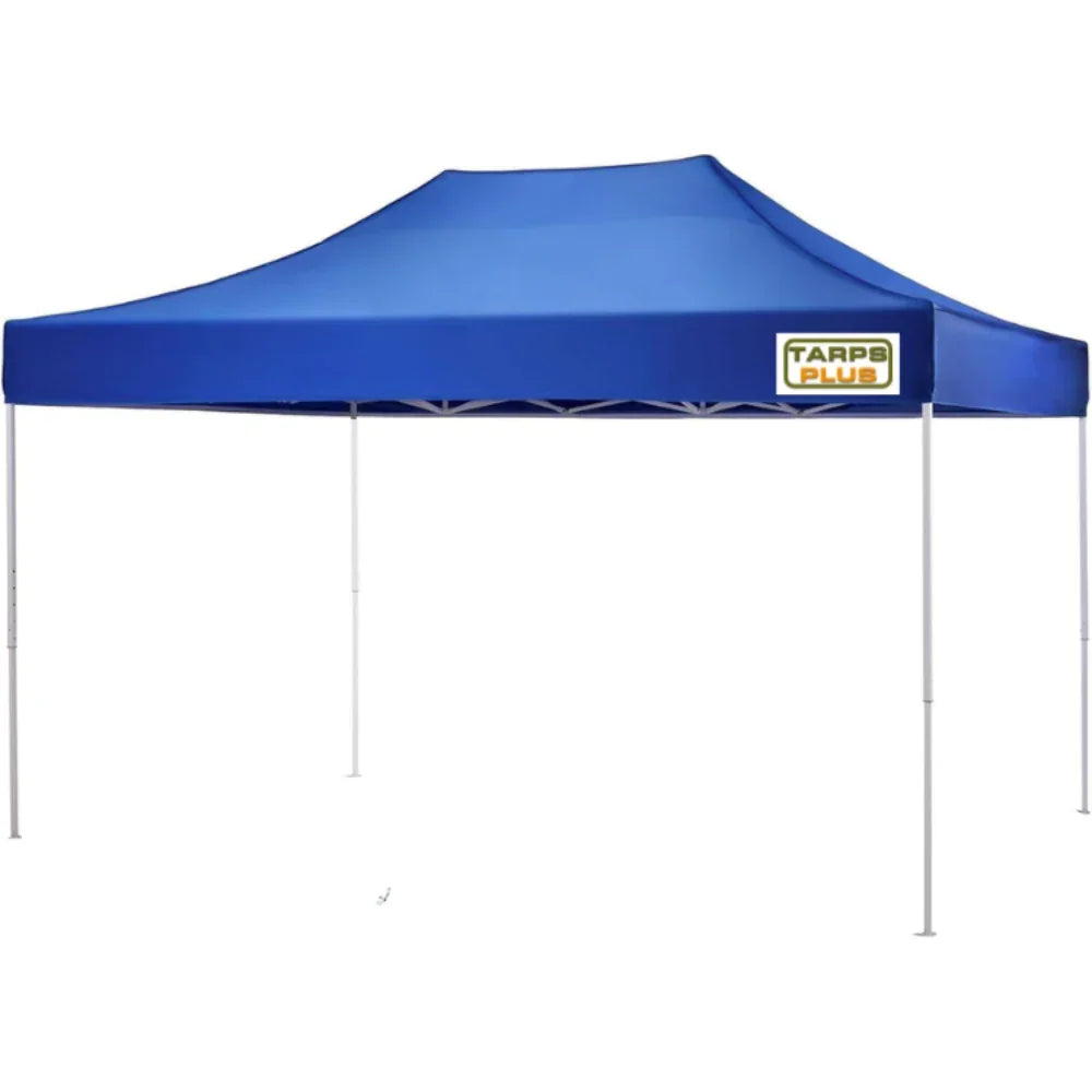 Blue 10' x 15' Diamond pop-up tent forming an outdoor hosting space