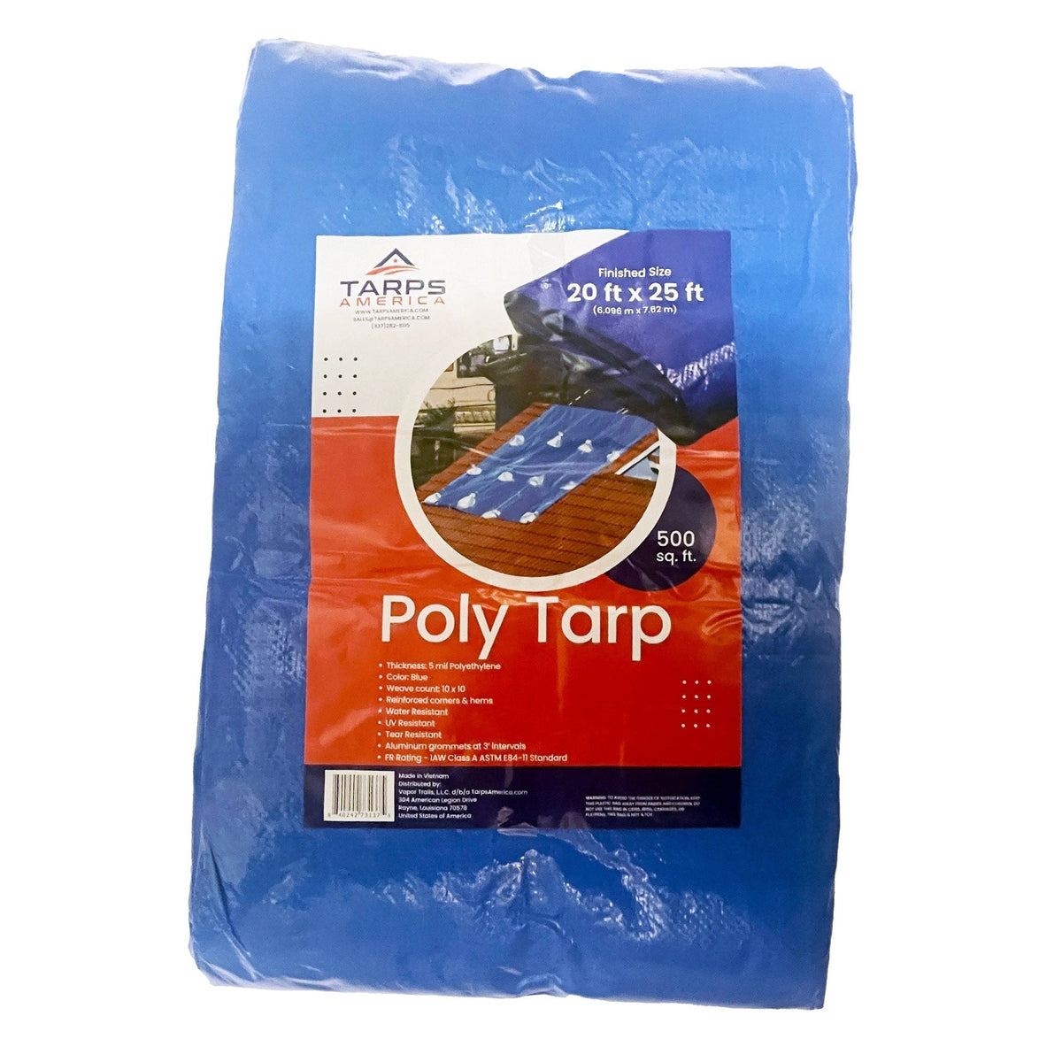 Blue Poly Tarp 20' x 25' (3) Pack - Multipurpose Protective Cover - Lightweight, Durable, Waterproof, Weather Proof - 5 Mil Thick Polyethylene