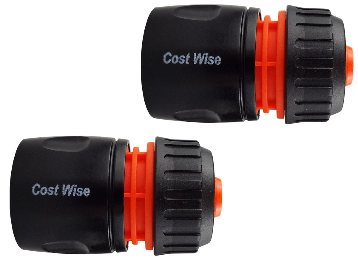 Female Hose Connector, 1/2" or 5/8" Hose, Black/Orange