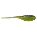 Soft plastic fishing lure in green with blue and black flecks, designed for freshwater use, named Bobby Garland 2" Baby Shad, ideal for fishing tackle enthusiasts.