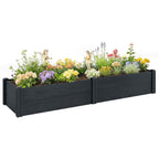 6.5 x 2 x 1ft Vinyl Raised Garden Bed with Divider, Grey Wood Effect