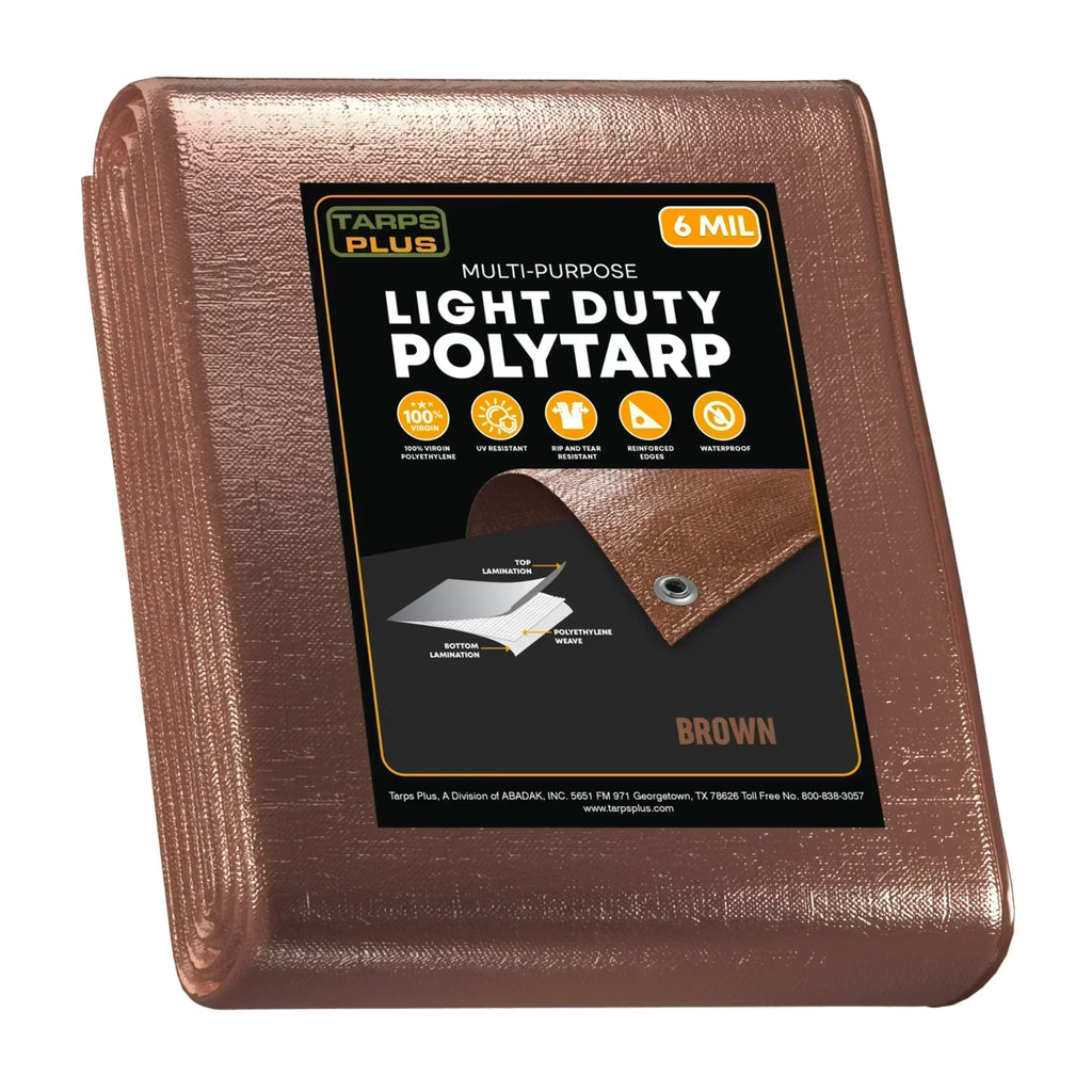 Brown Poly Tarps 10' x 10' - Case of 20