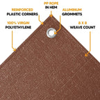 Brown Poly Tarps 10' x 20' - Case of 10