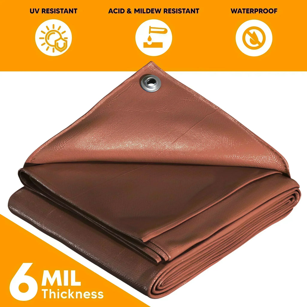 Brown Poly Tarps 10' x 20' - Case of 10