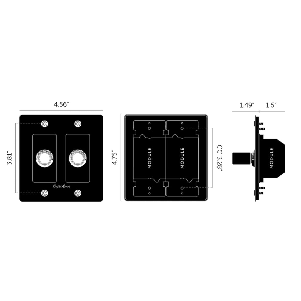 Buster + Punch NDK-024305 Linear 2-Gang LED Dimmer Without Logo, 250W, Rotary, Black