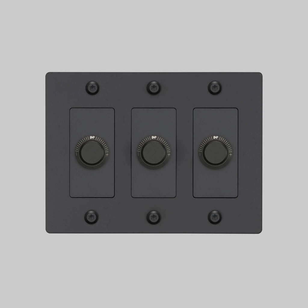 Buster + Punch NDK-024325 Linear 3-Gang LED Dimmer Without Logo, 250W, Rotary, Black