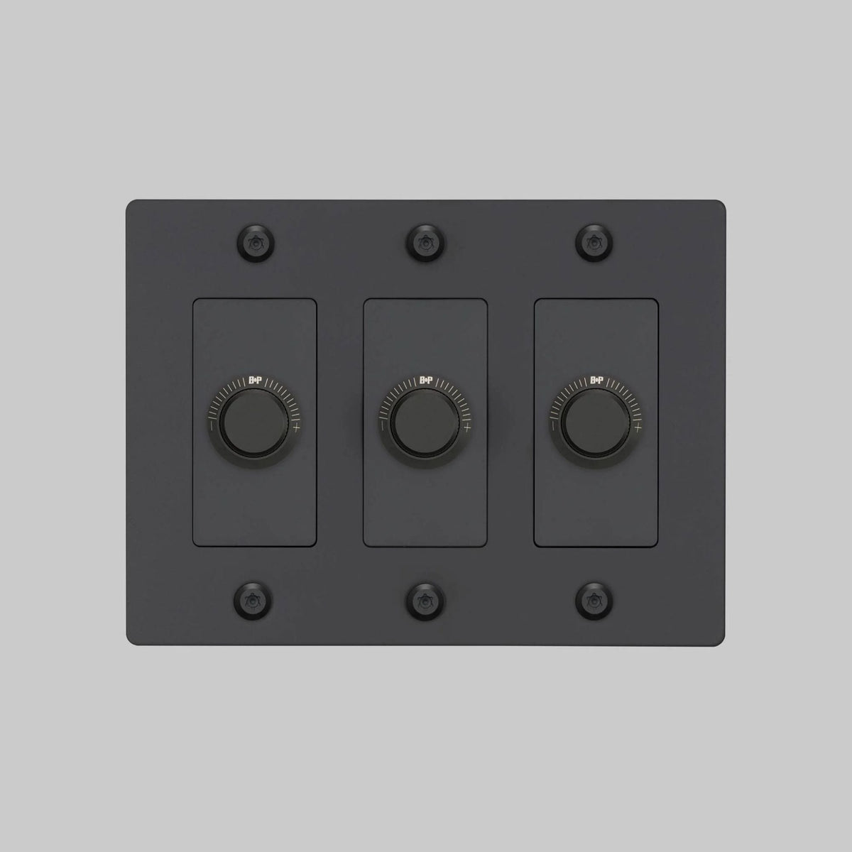 Buster + Punch NDK-024325 Linear 3-Gang LED Dimmer Without Logo, 250W, Rotary, Black