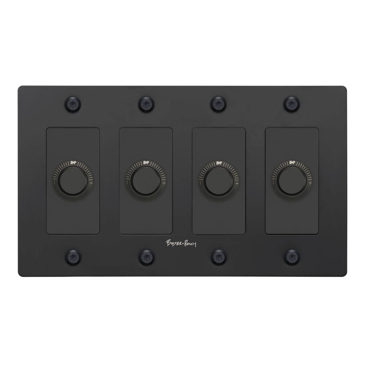 Buster + Punch NDK-024340 Linear 4-Gang LED Dimmer With Logo, 250W, Rotary, Black