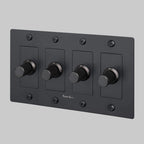 Buster + Punch NDK-024340 Linear 4-Gang LED Dimmer With Logo, 250W, Rotary, Black