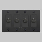 Buster + Punch NDK-024340 Linear 4-Gang LED Dimmer With Logo, 250W, Rotary, Black