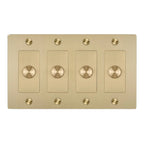Buster + Punch NDK-424357 Cross 4-Gang LED Dimmer Without Logo, Rotary, 250W, Brass