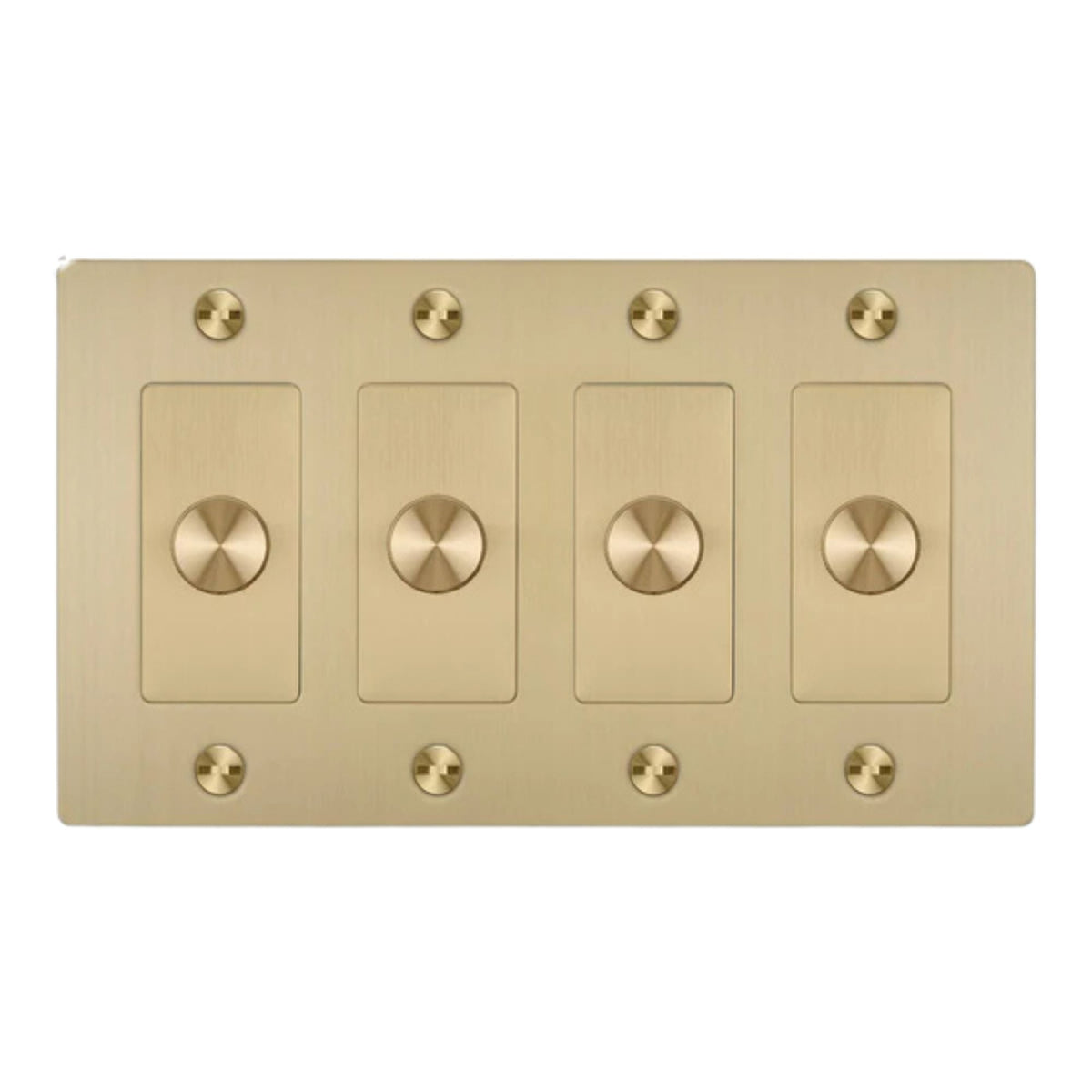 Buster + Punch NDK-424357 Cross 4-Gang LED Dimmer Without Logo, Rotary, 250W, Brass