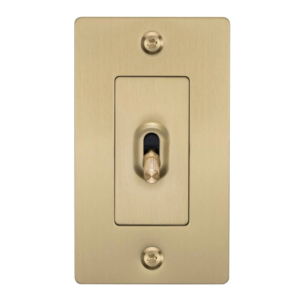 Buster + Punch NTG-054036 Linear 1-Gang Toggle Switch Without Logo, 15A, Single Pole/3-Way, Brass